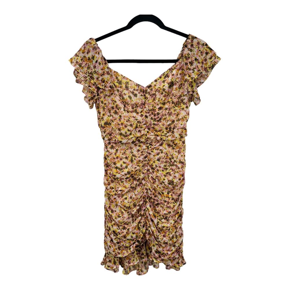 Astr the Label dress floral ruched chiffon minidress Small S